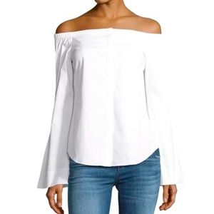 Theory Aurina B stretch cotton bell sleeve shirt, small, EUC